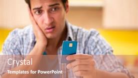  Presentation with budget - Cool new slide deck with young man husband in budget planning concept backdrop and a coral colored foreground