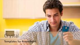  Presentation with budget - Theme having young man husband in budget planning concept background and a yellow colored foreground