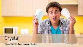  Presentation with budget - Presentation theme consisting of young man husband in budget background and a lemonade colored foreground