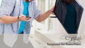  Presentation with creation of man - Slide deck consisting of young-man-husband-repairing-tv background and a lemonade colored foreground