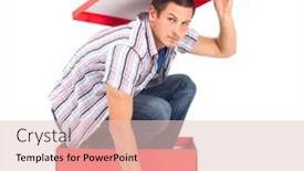  Presentation with lid - Colorful PPT theme enhanced with young-man-in-a-box backdrop and a  colored foreground