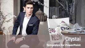  Presentation with classic - Slide set consisting of young man in a classic background and a gray colored foreground