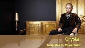  Presentation with man door - Theme featuring young man in a jacket background and a coral colored foreground