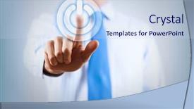  Presentation with power button - Audience pleasing slide deck consisting of tie press the power button backdrop and a sky blue colored foreground