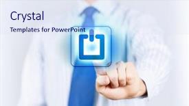  Presentation with power button - Amazing slide deck having tie press the power button backdrop and a sky blue colored foreground