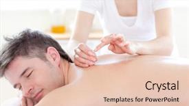  Presentation with acupuncture - PPT theme featuring young man in an acupuncture background and a lemonade colored foreground