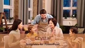  Presentation with apron - Colorful slides enhanced with young-man-in-apron-bending backdrop and a coral colored foreground