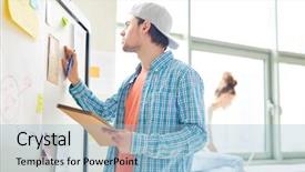  Presentation with baseball - Audience pleasing PPT layouts consisting of young man in baseball-cap backdrop and a light blue colored foreground