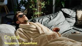  Presentation with wine - Presentation theme featuring young-man-in-bathrobe and a tawny brown colored foreground