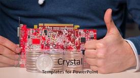  Presentation with mining - Audience pleasing PPT layouts consisting of young man in bitcoin mining backdrop and a  colored foreground