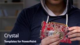  Presentation with mining - PPT layouts enhanced with young man in bitcoin mining background and a  colored foreground