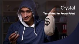  Presentation with data mining data minig concept - Slide deck with young man in bitcoin mining background and a  colored foreground