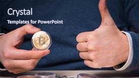  Presentation with data mining data minig concept - Audience pleasing slide deck consisting of young man in bitcoin mining backdrop and a  colored foreground