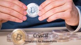  Presentation with data mining data minig concept - PPT theme featuring young man in bitcoin mining background and a  colored foreground