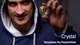  Presentation with mining - Cool new PPT layouts with young man in bitcoin mining backdrop and a  colored foreground