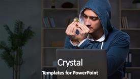  Presentation with mining - Amazing PPT theme having young man in bitcoin mining backdrop and a  colored foreground