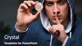  Presentation with mining - Slide set consisting of young man in bitcoin mining background and a navy blue colored foreground