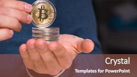  Presentation with data mining data minig concept - Audience pleasing slide set consisting of young man in bitcoin mining backdrop and a coral colored foreground