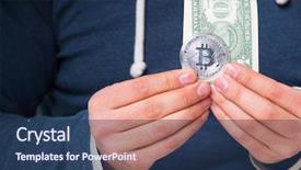  Presentation with mining - Presentation design featuring young man in bitcoin mining background and a  colored foreground