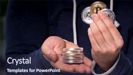  Presentation with data mining - Cool new PPT theme with young man in bitcoin mining backdrop and a  colored foreground