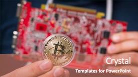  Presentation with mining - Slide set consisting of young man in bitcoin mining background and a  colored foreground