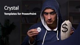  Presentation with data mining data minig concept - Audience pleasing theme consisting of young man in bitcoin mining backdrop and a  colored foreground