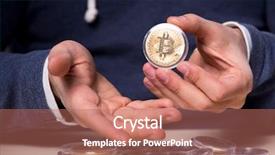  Presentation with mining - Colorful PPT layouts enhanced with young man in bitcoin mining backdrop and a  colored foreground