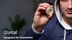  Presentation with mining - Cool new slides with young man in bitcoin mining backdrop and a  colored foreground