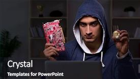  Presentation with mining - Theme enhanced with young man in bitcoin mining background and a  colored foreground