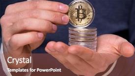  Presentation with data mining data minig concept - Colorful slide deck enhanced with young man in bitcoin mining backdrop and a  colored foreground