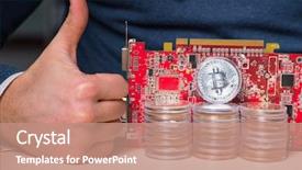  Presentation with data mining data minig concept - Audience pleasing PPT layouts consisting of young man in bitcoin mining backdrop and a  colored foreground