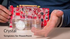  Presentation with data mining - PPT layouts enhanced with young man in bitcoin mining background and a  colored foreground