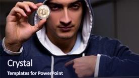  Presentation with mining - Slide deck with young man in bitcoin mining background and a  colored foreground
