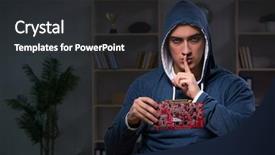  Presentation with mining - Slide deck featuring young man in bitcoin mining background and a  colored foreground