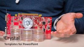  Presentation with data mining data minig concept - Audience pleasing PPT layouts consisting of young man in bitcoin mining backdrop and a  colored foreground