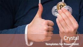  Presentation with mining - PPT theme consisting of young man in bitcoin mining background and a  colored foreground