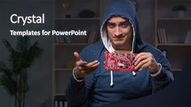  Presentation with mining - Beautiful theme featuring young man in bitcoin mining backdrop and a  colored foreground