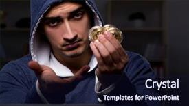  Presentation with data mining data minig concept - Audience pleasing PPT layouts consisting of young man in bitcoin mining backdrop and a  colored foreground