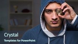  Presentation with mining - Slide deck featuring young man in bitcoin mining background and a  colored foreground