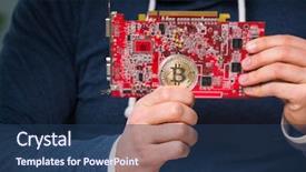  Presentation with mining - PPT theme having young man in bitcoin mining background and a  colored foreground