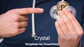  Presentation with data mining data minig concept - Audience pleasing slide set consisting of young man in bitcoin mining backdrop and a  colored foreground