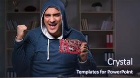  Presentation with mining - Colorful presentation theme enhanced with young man in bitcoin mining backdrop and a  colored foreground