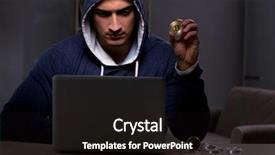  Presentation with mining - PPT theme having young man in bitcoin mining background and a wine colored foreground