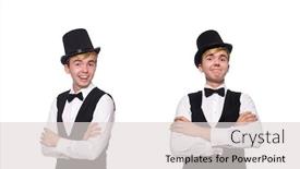  Presentation with black man - Audience pleasing slides consisting of young-man-in-black-classic backdrop and a light gray colored foreground