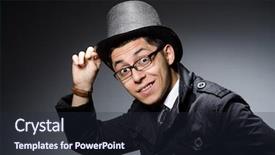  Presentation with black man - Amazing presentation having young man in black coat and hat against gray backdrop and a wine colored foreground