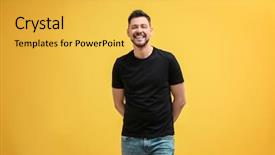  Presentation with black man - Beautiful slide set featuring young man in black t backdrop and a yellow colored foreground