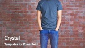  Presentation with brick wall - Beautiful slide set featuring young man in blank grey backdrop and a gray colored foreground