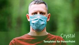 Presentation with face mask - Presentation theme enhanced with young-man-in-blue-face background and a forest green colored foreground