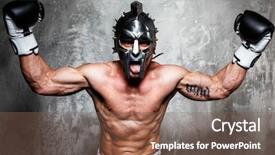  Presentation with gladiator - Slide set featuring gladiators - young man in boxing gloves background and a violet colored foreground