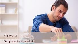  Presentation with budget - Presentation having young-man-in-budget-planning background and a lemonade colored foreground